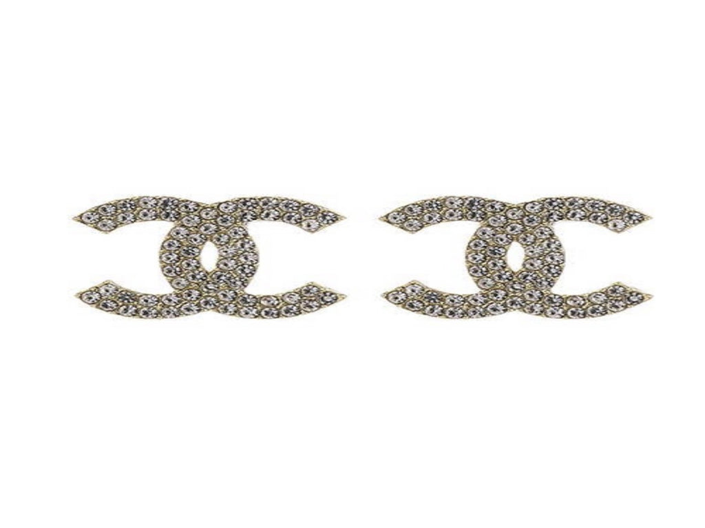 Gold Double C Swarovski Crystal Earrings